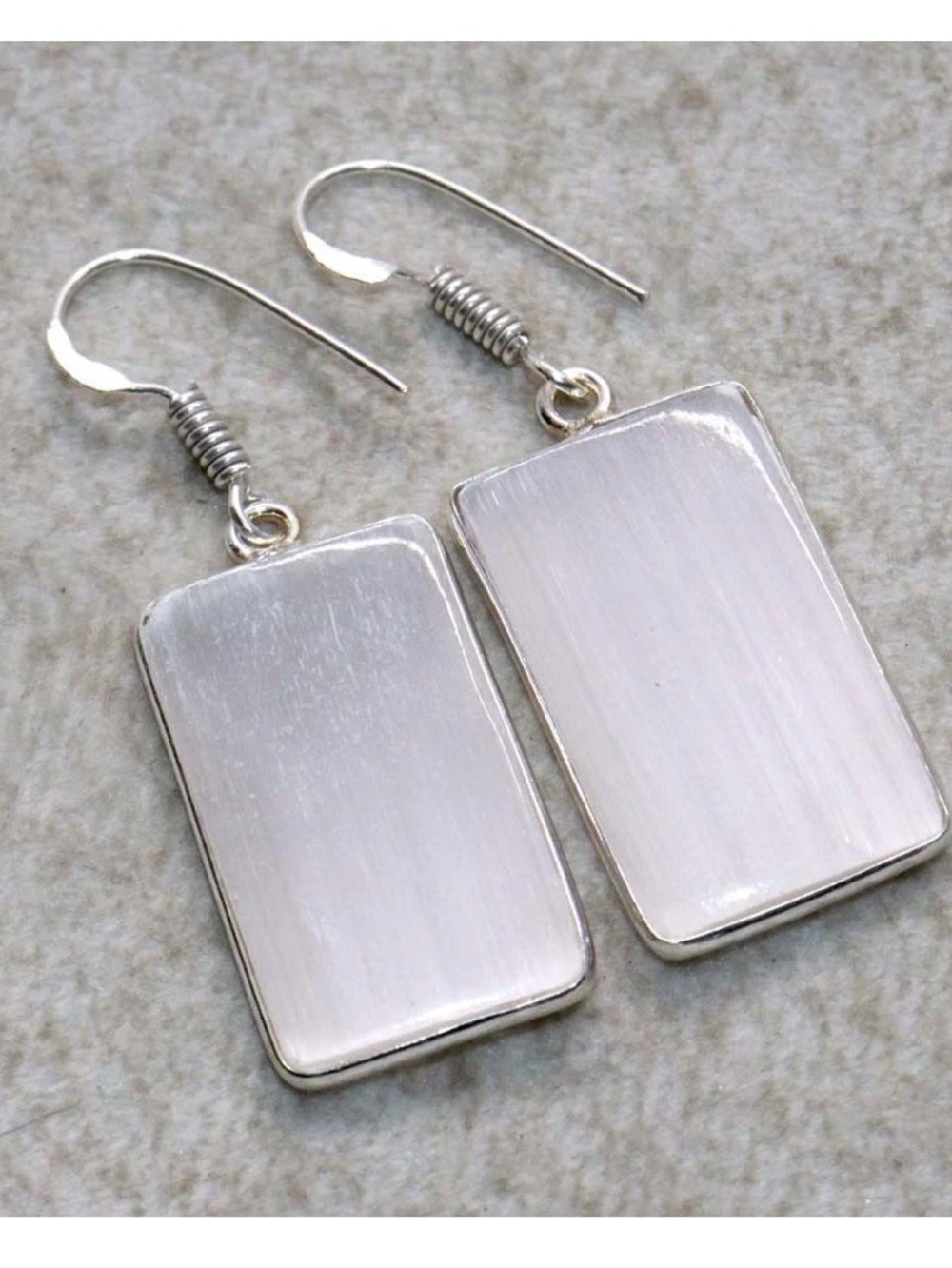 Selenite silver earrings - Picture 3 of 3